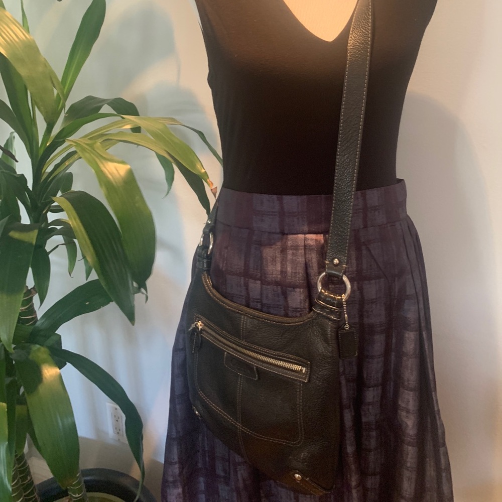 Coach black leather crossbody handbag